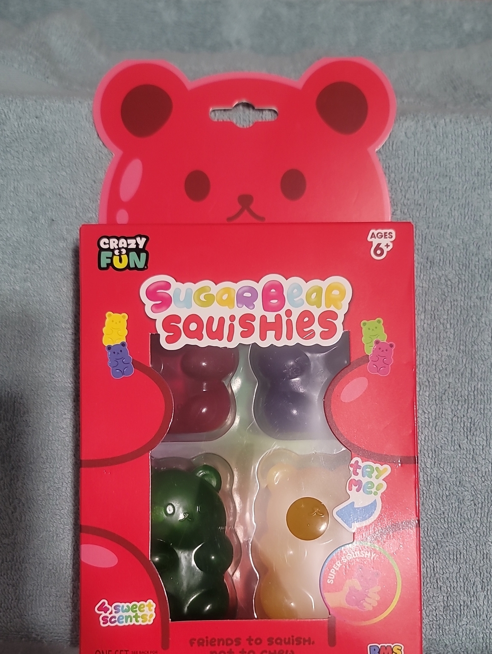 SugarBear Squishies Kids Toy Set - Red, Green, Purple, Cream